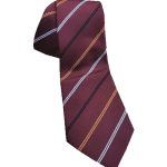 Maroon school tie with white stripes