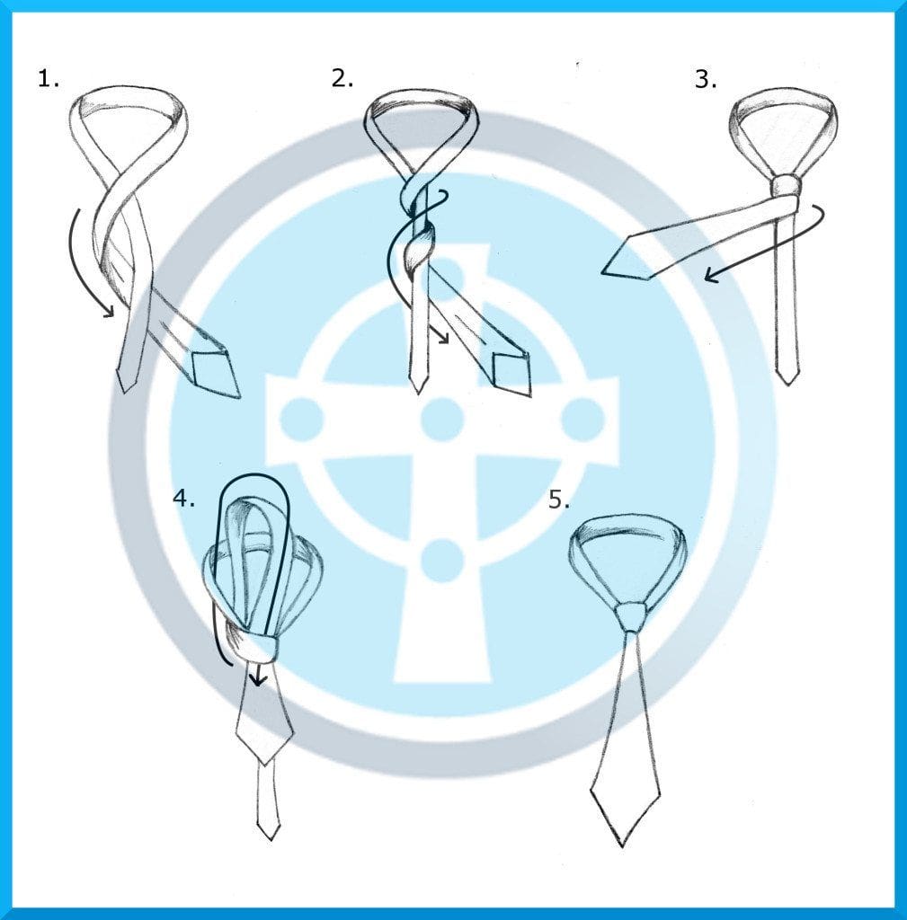 Step by step illustration of how to tie a prince albert tie knot