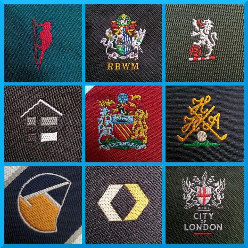 How branding accessories can help your business | branding accessories Close up examples of branded accessory logos in an outlined grid