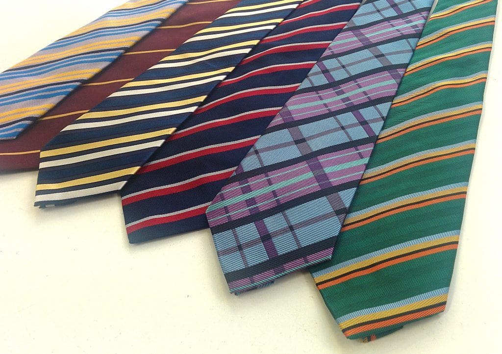 Range of striped ties pictured in a row