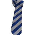 Blue and grey striped school tie