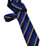 Royal blue and gold striped school tie