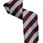 Maroon and white wide striped school tie