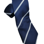 Navy school tie with a light blue stripe
