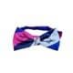 Pink, navy and white bow tie with a motif