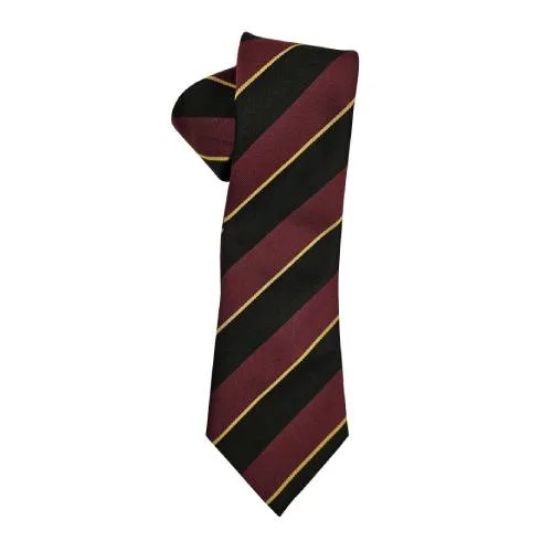 Maroon and black striped corporate tie