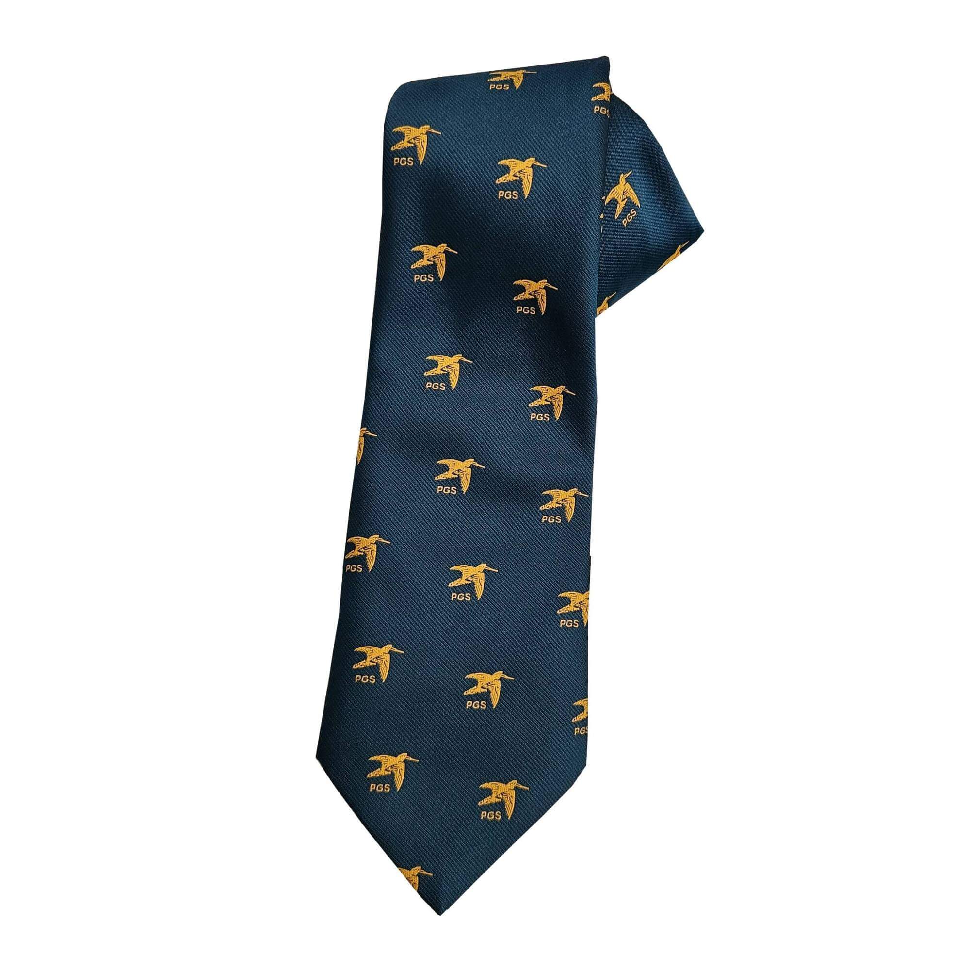 Navy corporate tie with gold aircraft motifs