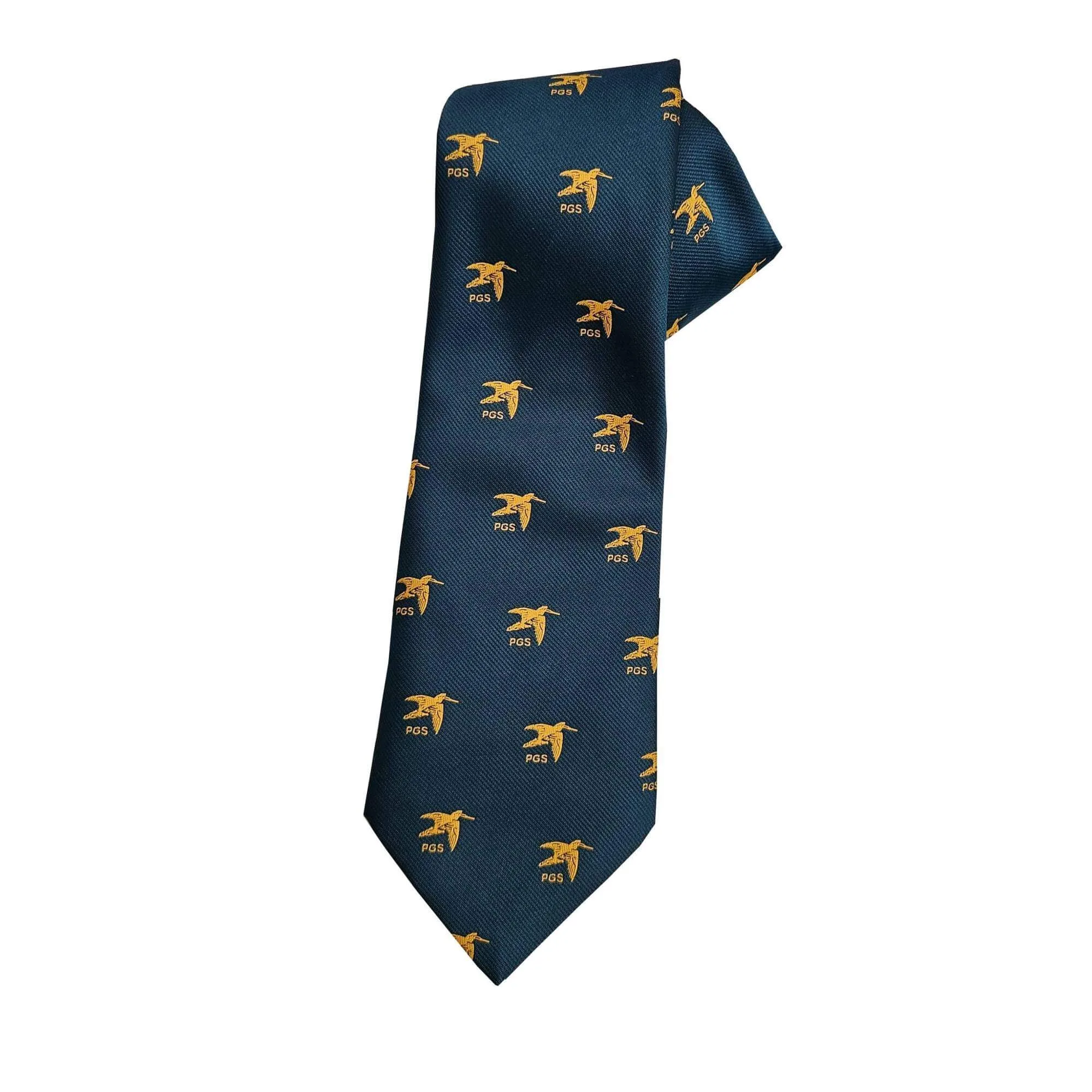 Navy football club tie with gold bird motifs