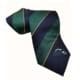 Green and navy striped golf club tie with a logo