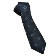 Lodge pythagoras navy masonic tie with square and compass motifs