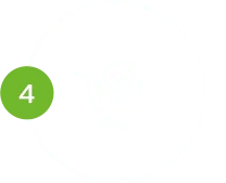 Shopping cart icon with checkmark representing order production, completed within four weeks in the uk