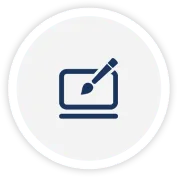 Pencil and screen icon representing keltic's in-house design service producing free pdf artwork for approval